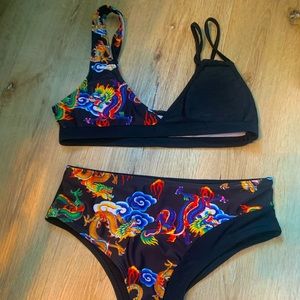 Shein Dragon Print Bikini Set